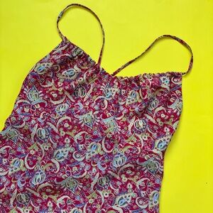 Vintage 90s Y2K Express Sleeveless Red Paisley Midi Dress